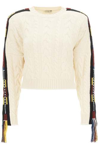 에트로 여성 크루넥 니트 스웨터 sweater with fringes 18626 0990