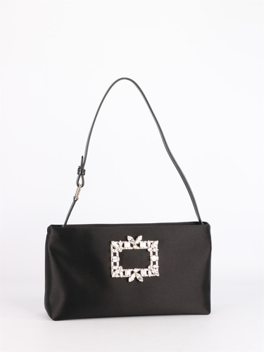 로저비비에 여성 숄더백 Mini RV Nightlily bag in black satin RBWAMZW0100