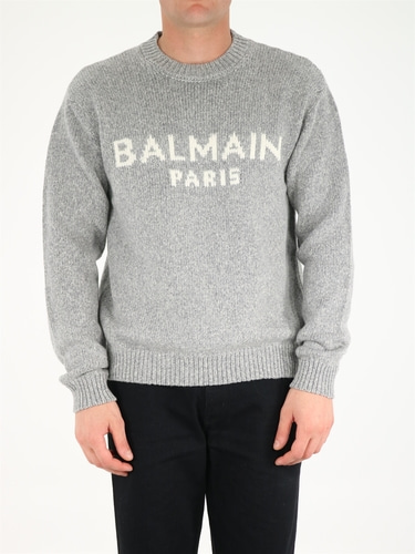 발망 남자 니트 스웨터 Gray sweater with logo WH1KD000K027