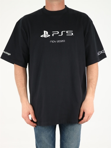 발렌시아가 남자 티셔츠 반팔티 x PlayStation™ black 651795