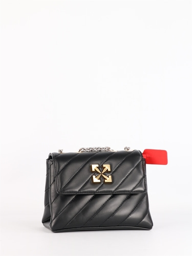 오프화이트 여성 숄더백 Medium bag in black leather with logo OWNN007F21LEA001