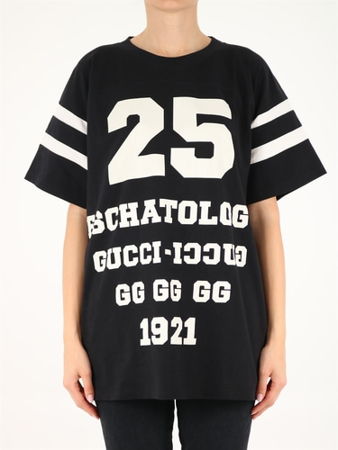 구찌 여성 25 Gucci 프린트 티셔츠 660744 블랙