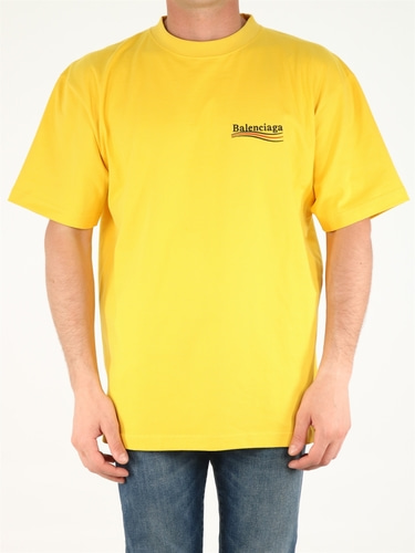 발렌시아가 남자 티셔츠 반팔티 Political Campaign logo yellow 641655