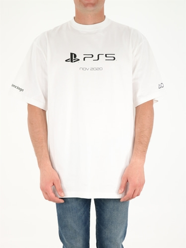 발렌시아가 남자 티셔츠 반팔티 x PlayStation™ white 651795