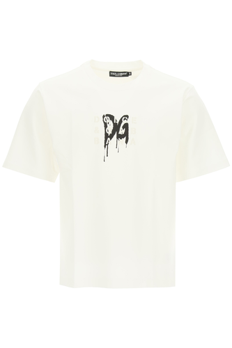 돌체앤가바나 남자 상의 티셔츠 with monogram and logo print G8MS1Z HA2YD