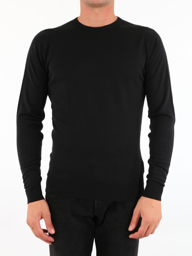 JOHN SMEDLEY 남자 니트 스웨터 Black merino wool sweater LUNDY