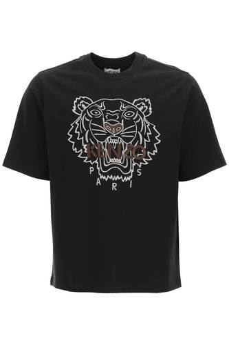 겐조 남자 상의 oversized t-shirt with tiger embroidery FB65TS0894YF 99
