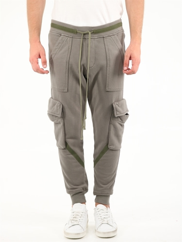 GREG LAUREN 남자 바지 Military green cargo jogging pants CM208