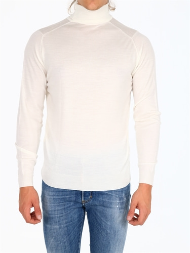 JOHN SMEDLEY 남자 니트 스웨터 White wool turtleneck sweater CHERWELL