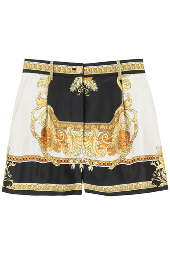 베르사체 여자 진 청바지 silk shorts with renaissance medusa print A85704 5B070