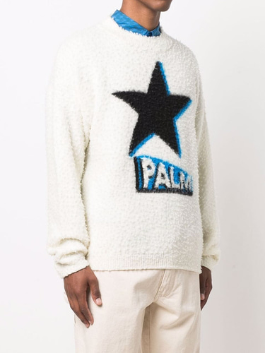 팜엔젤스 남자 니트 스웨터 White Rockstar sweater PMHE014F21KNI001